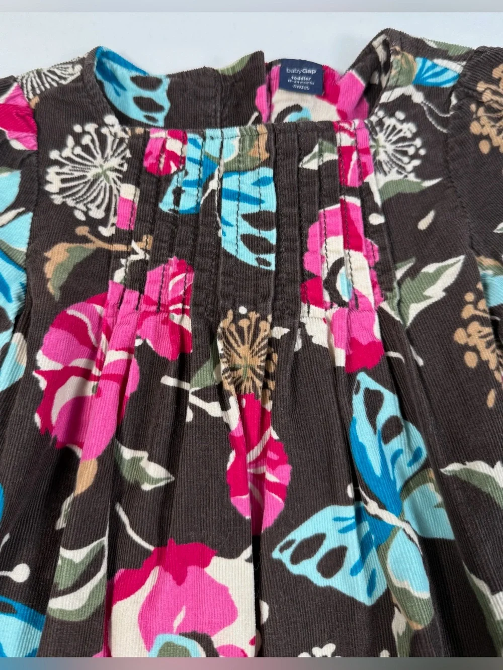 BABYGAP Toddler Girl Floral Cottagecore Butterfly Pinwale‎ Corduroy Dress 18-24M